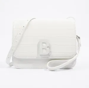 Balenciaga B Logo Plaque White Embossed Leather Small