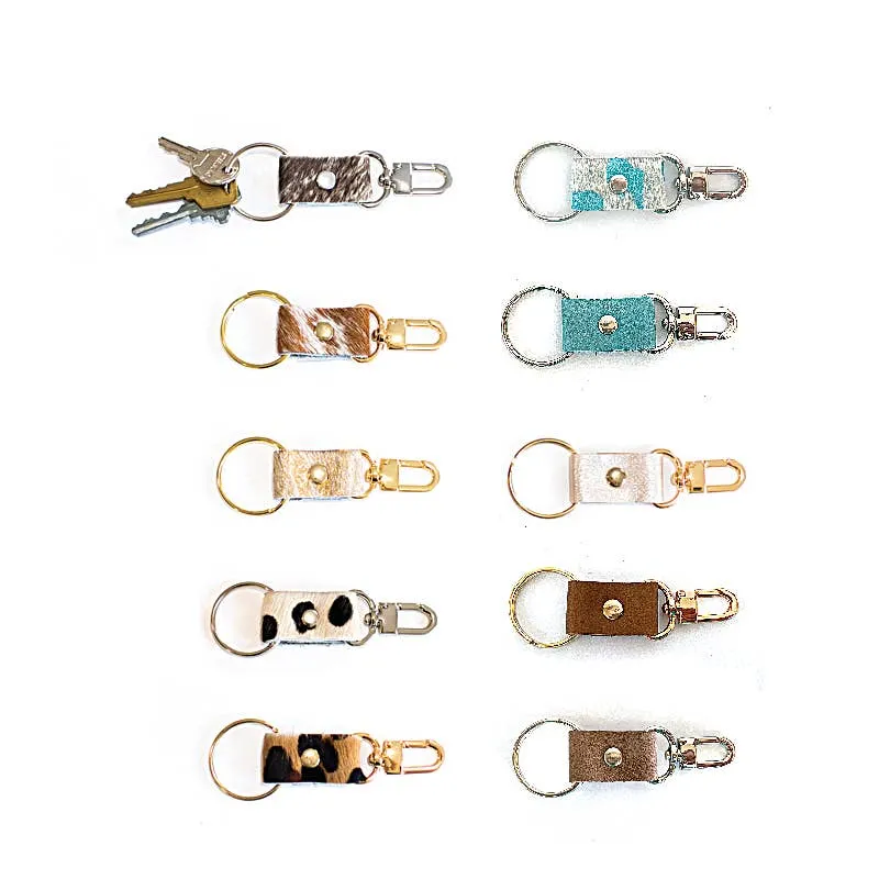 Beaudin - Key Chain | Leather & Hair on Hide Brindle