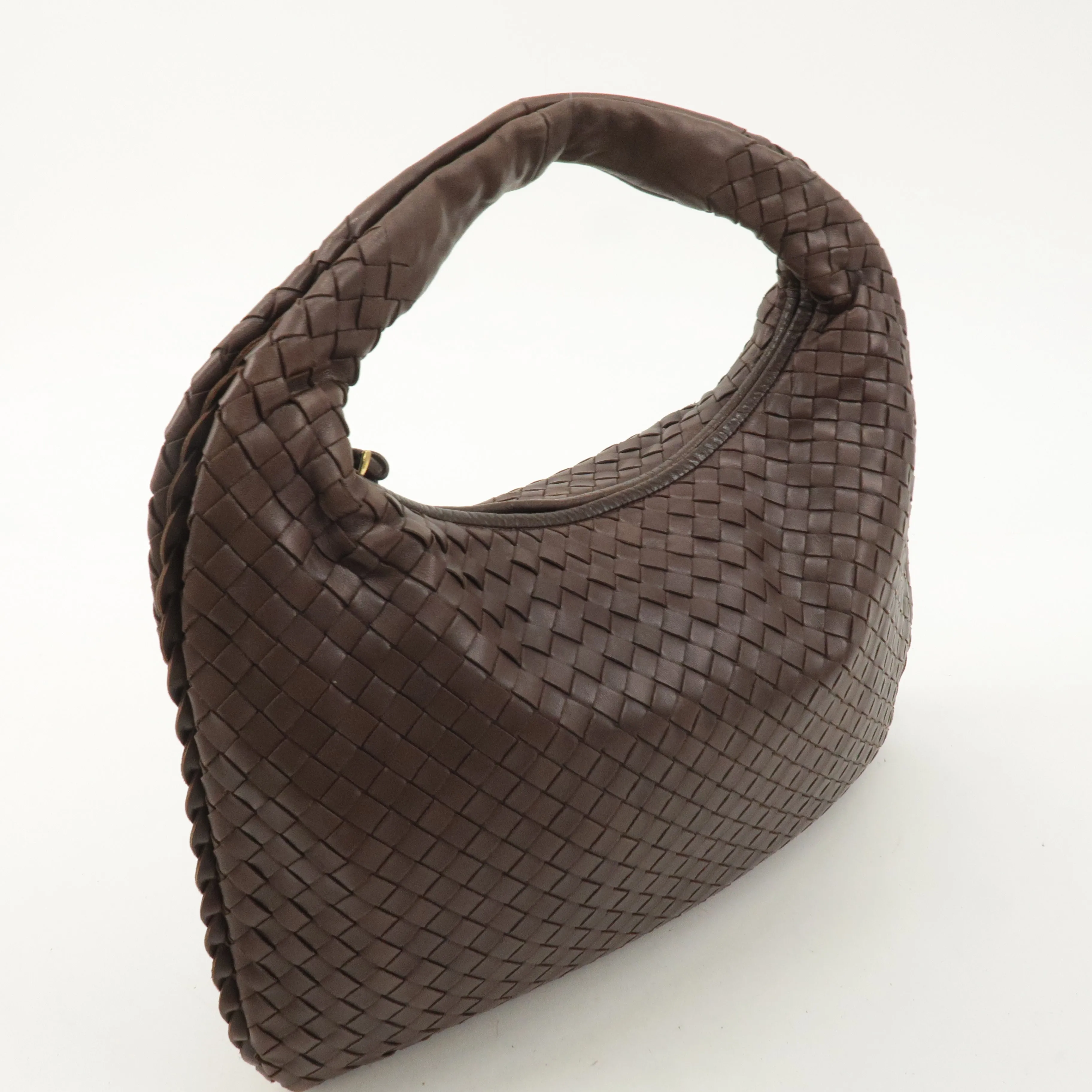 BOTTEGA VENETA Hobo Intrecciato Leather Shoulder Bag Brown 115653