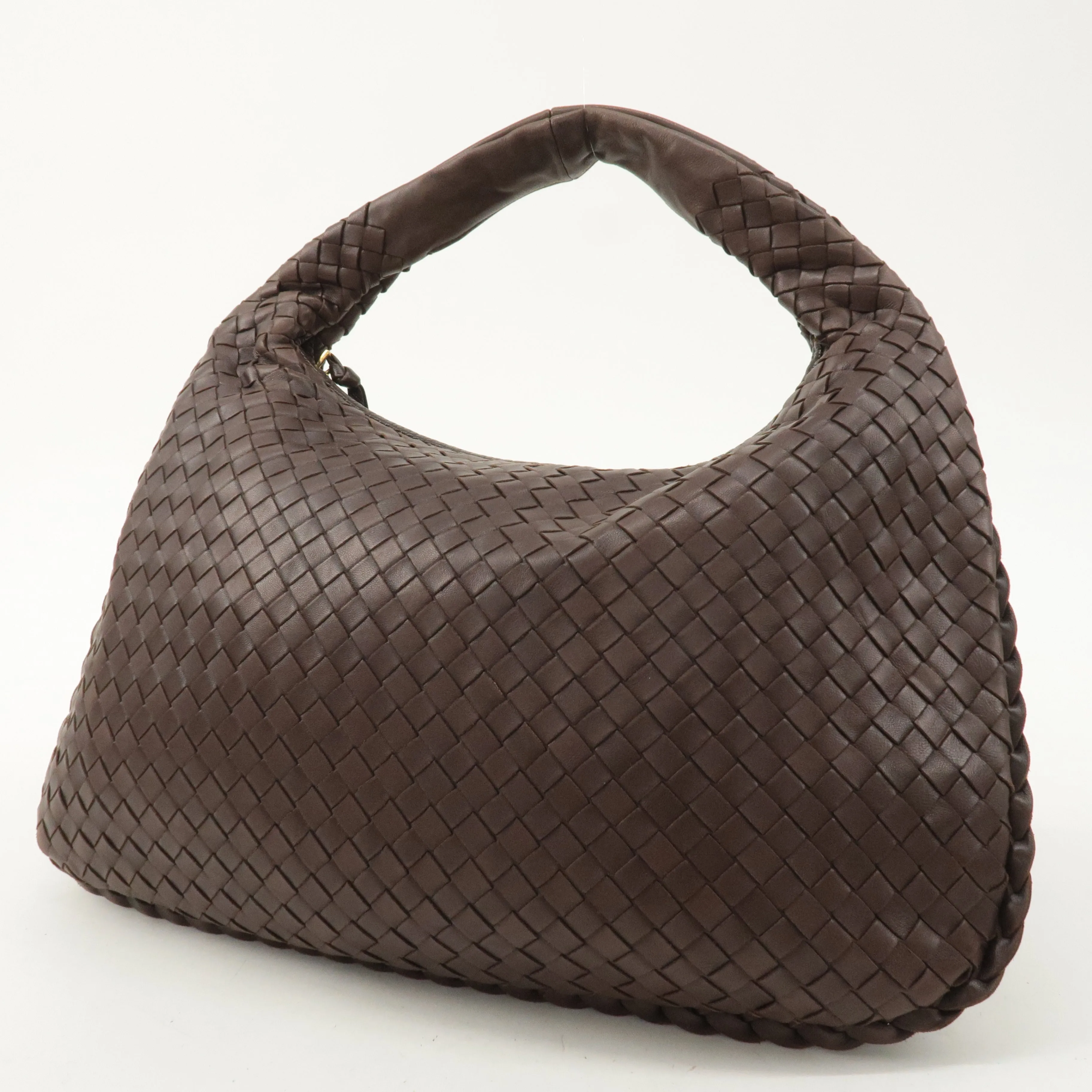 BOTTEGA VENETA Hobo Intrecciato Leather Shoulder Bag Brown 115653