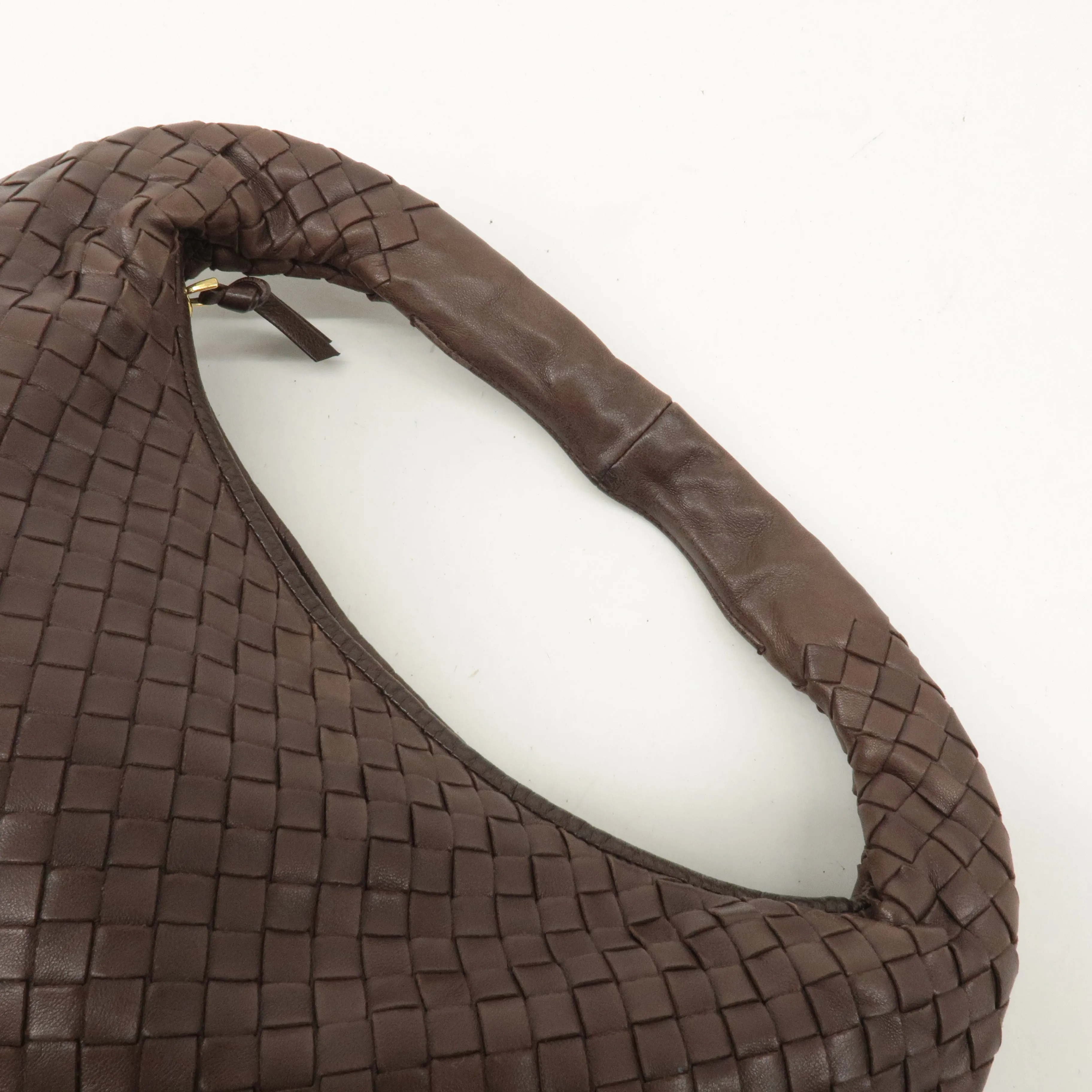 BOTTEGA VENETA Hobo Intrecciato Leather Shoulder Bag Brown 115653