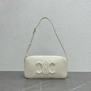 CE Camera Shoulder Bag Cuir Triomphe White For Women 10in/26cm