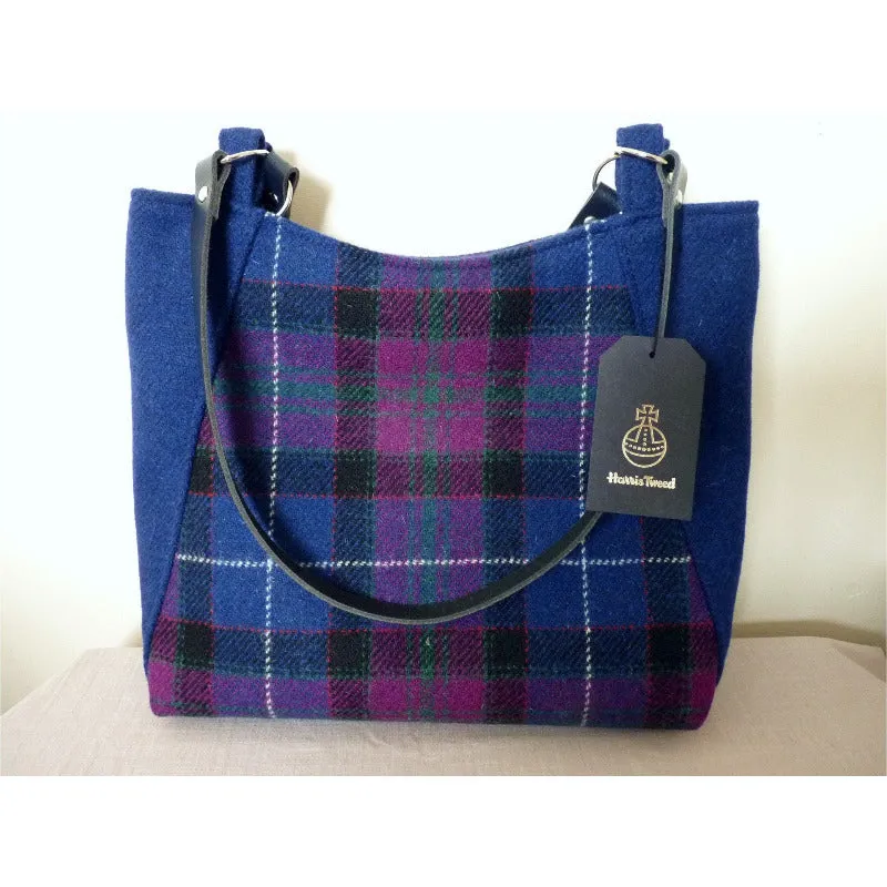 Harris Tweed Bag - Embsay Tote Bag - French Navy & Check