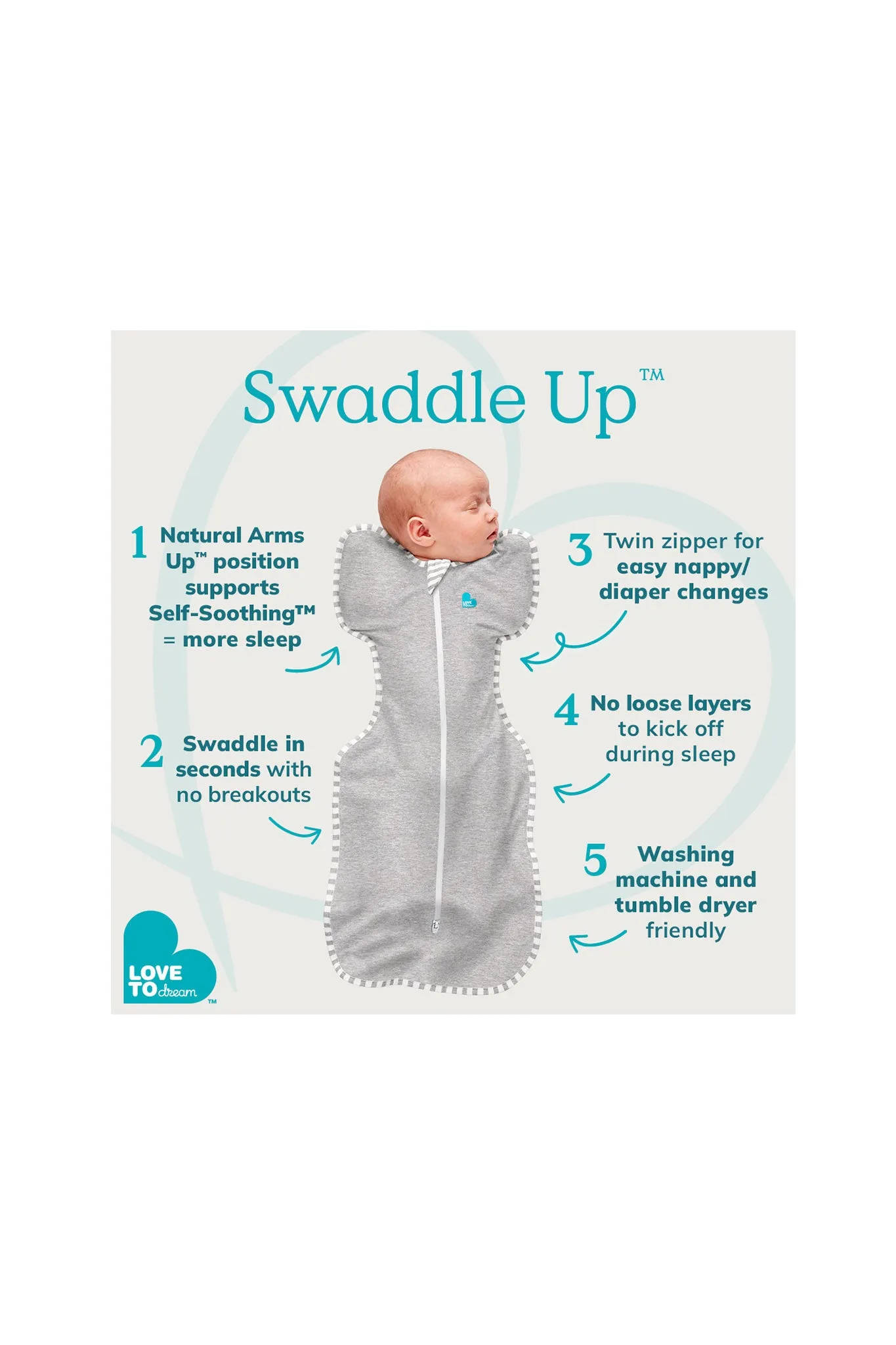 Love To Dream Swaddle Up Original 1.0 TOG White