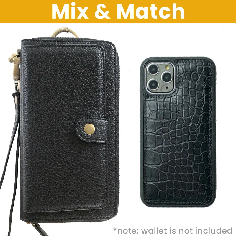 Magnetic Phone Case in Black Croc