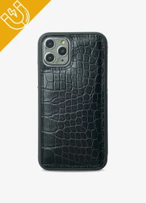 Magnetic Phone Case in Black Croc