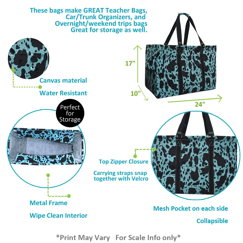 Neon Cow Turquoise NGIL Mega Shopping Utility Tote Bag