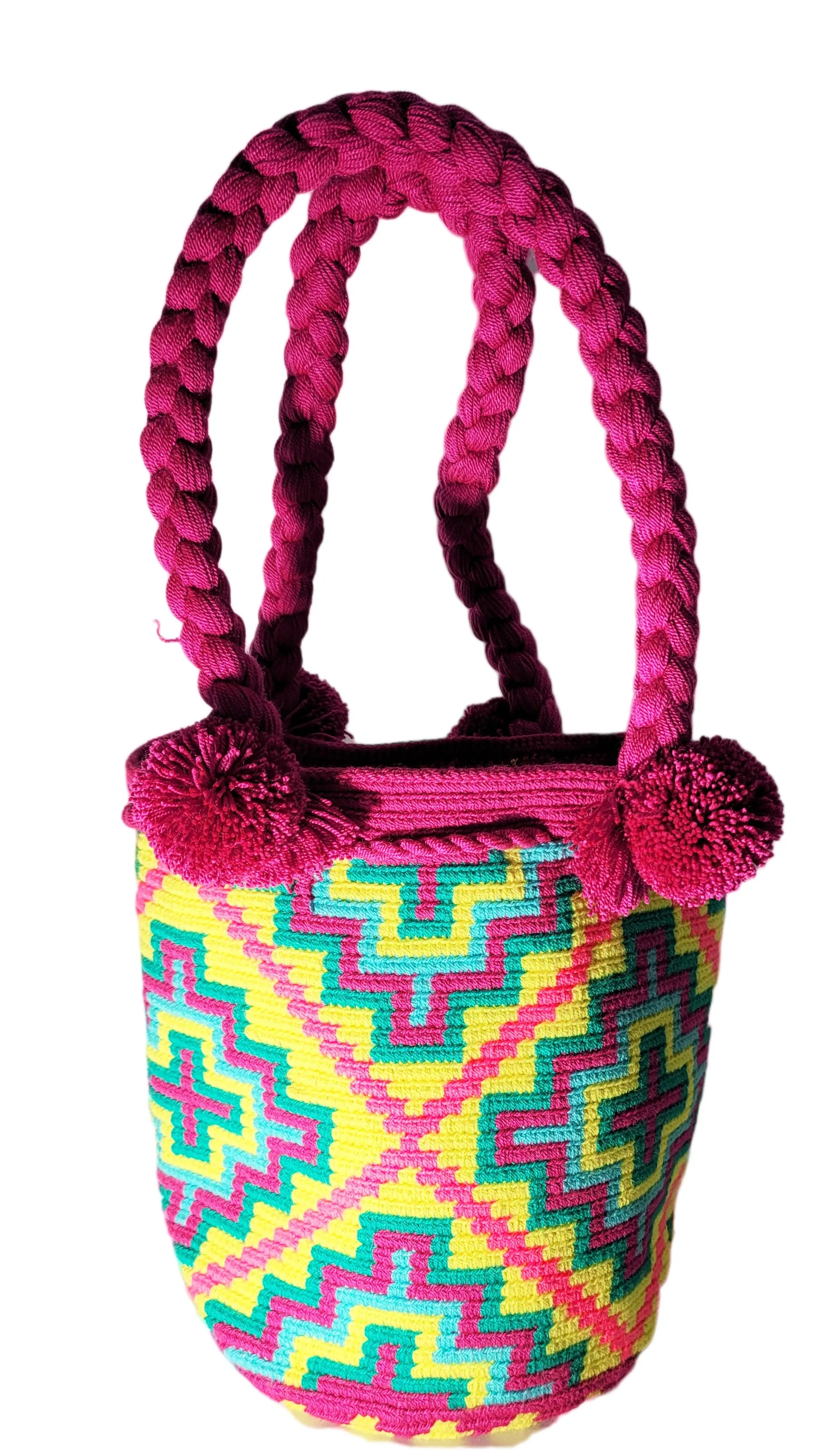 Zoe Medium Short Handle Design PomPom Mochila